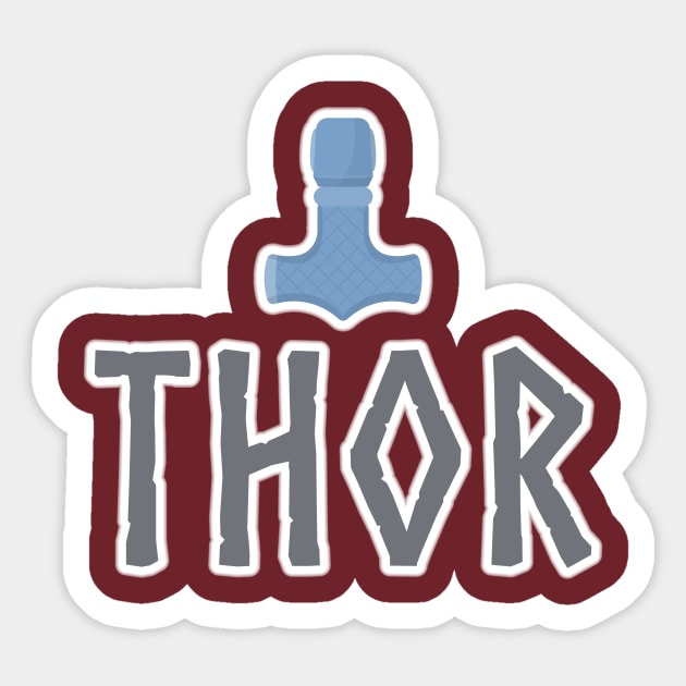 Thor Mjolnir Norse Mythology Hammer Viking Nordic Sticker by Grassroots Green